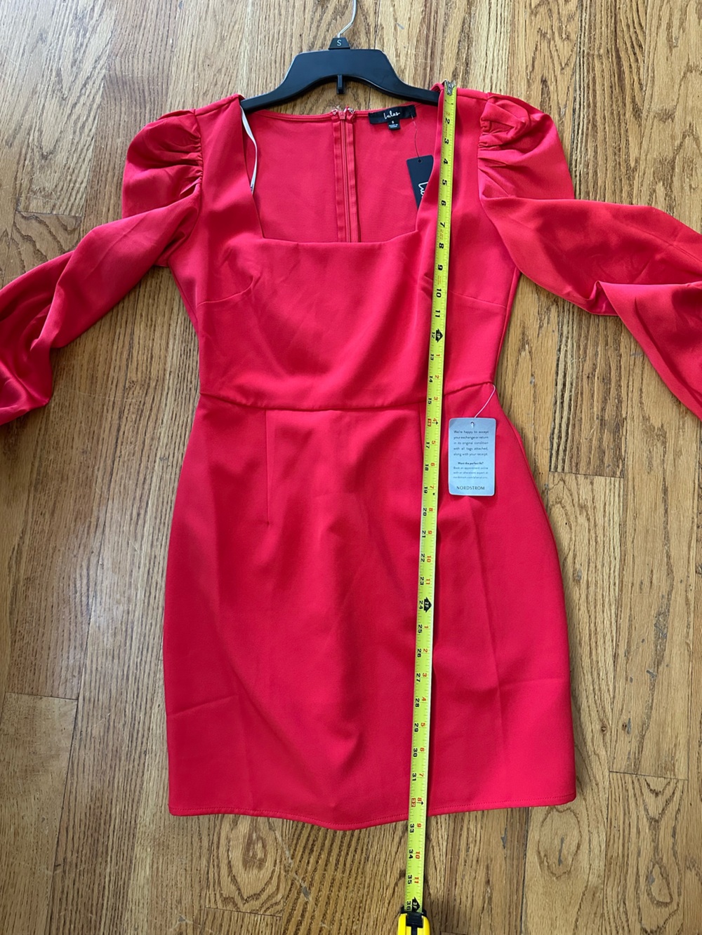 NWT Lulu's Longtime Crush Red Puff Shoulder Long Sleeve Mini Dress - Picture 12 of 13